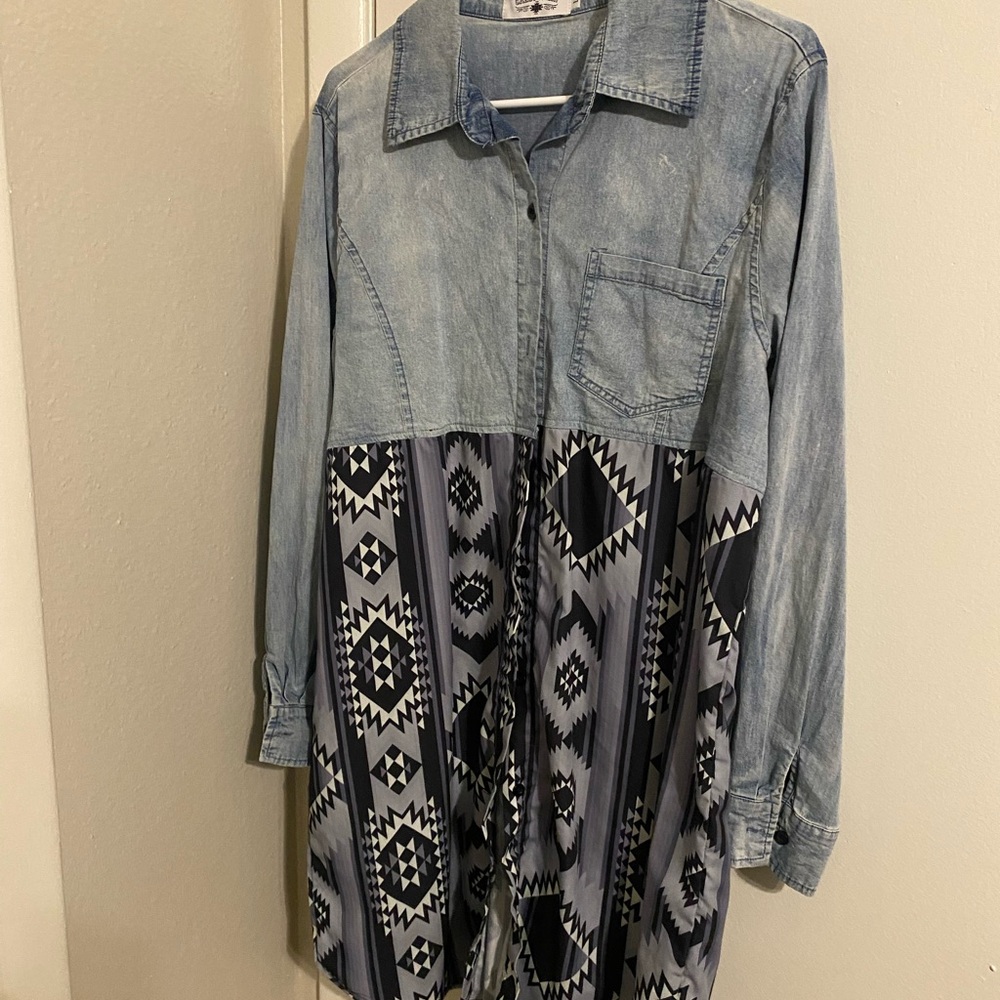Crazy Train Blue and Black Long Sleeve Dress